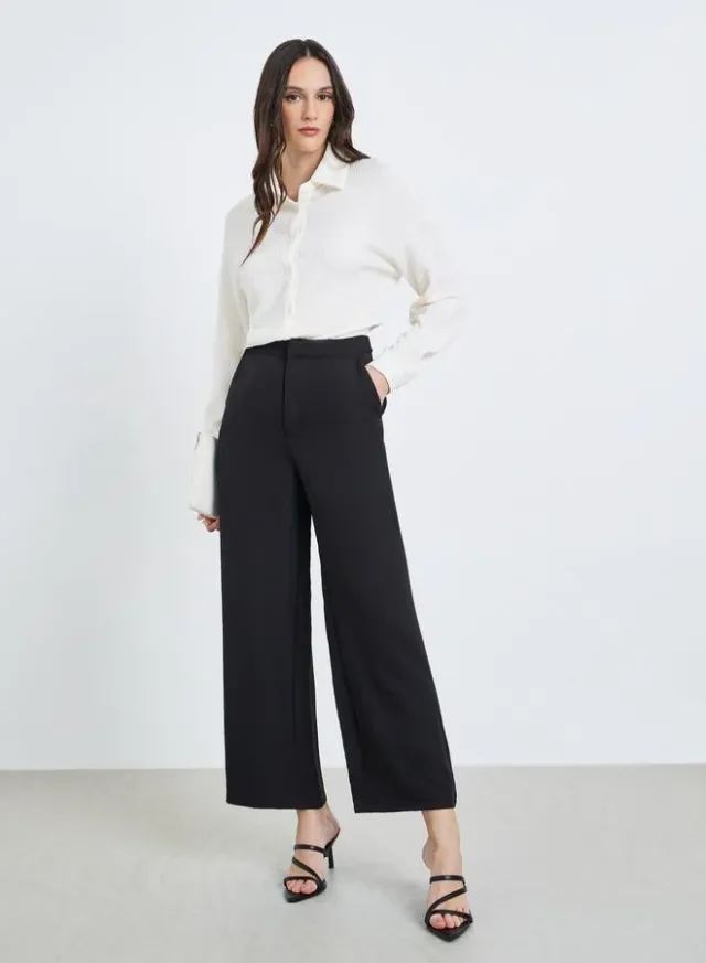 Wide Leg Trousers Navy Blue – image 4