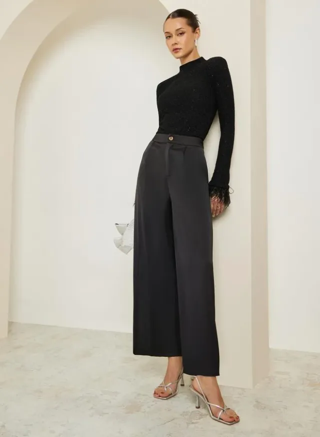 Women Wide Leg Trousers Cream – image 4