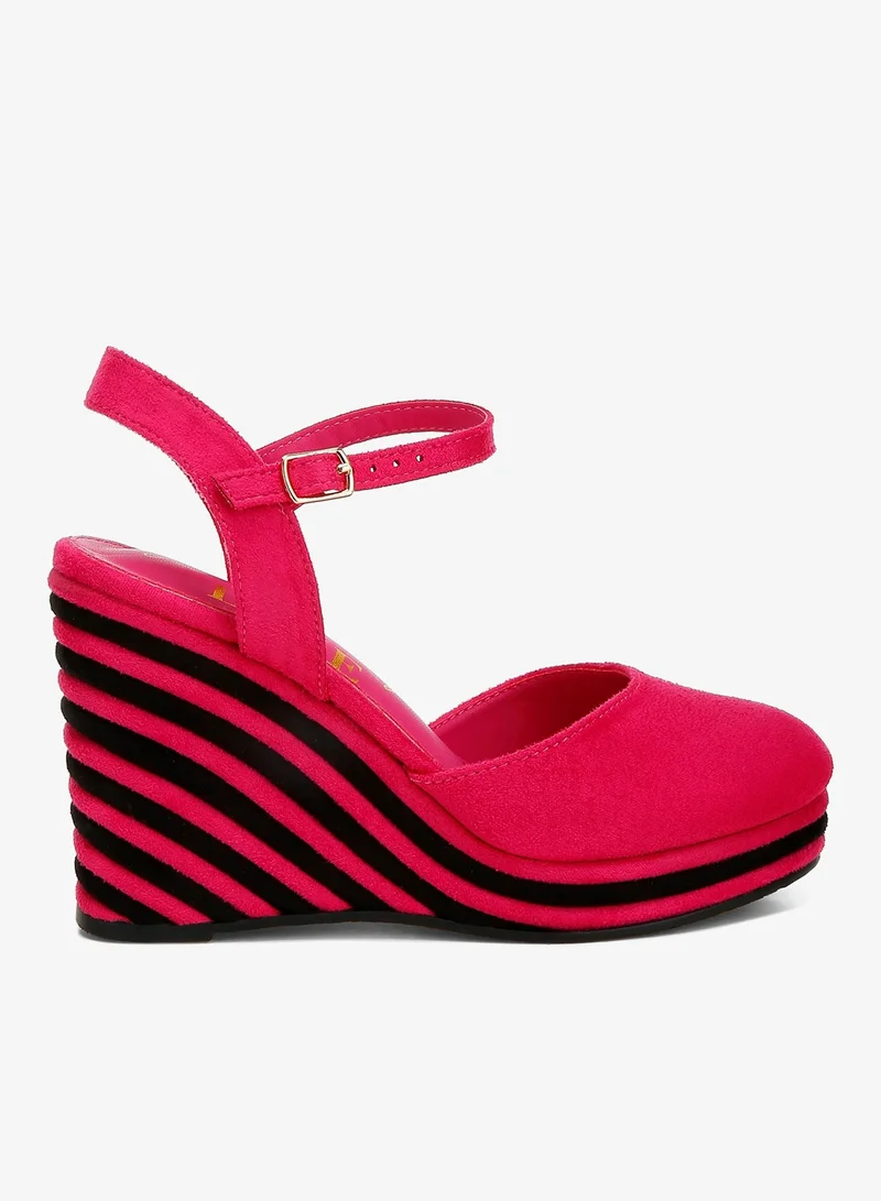 Dual Tone Wedge Sandals Pink
