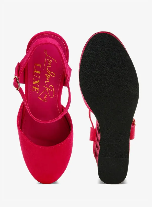 Dual Tone Wedge Sandals Pink – image 4