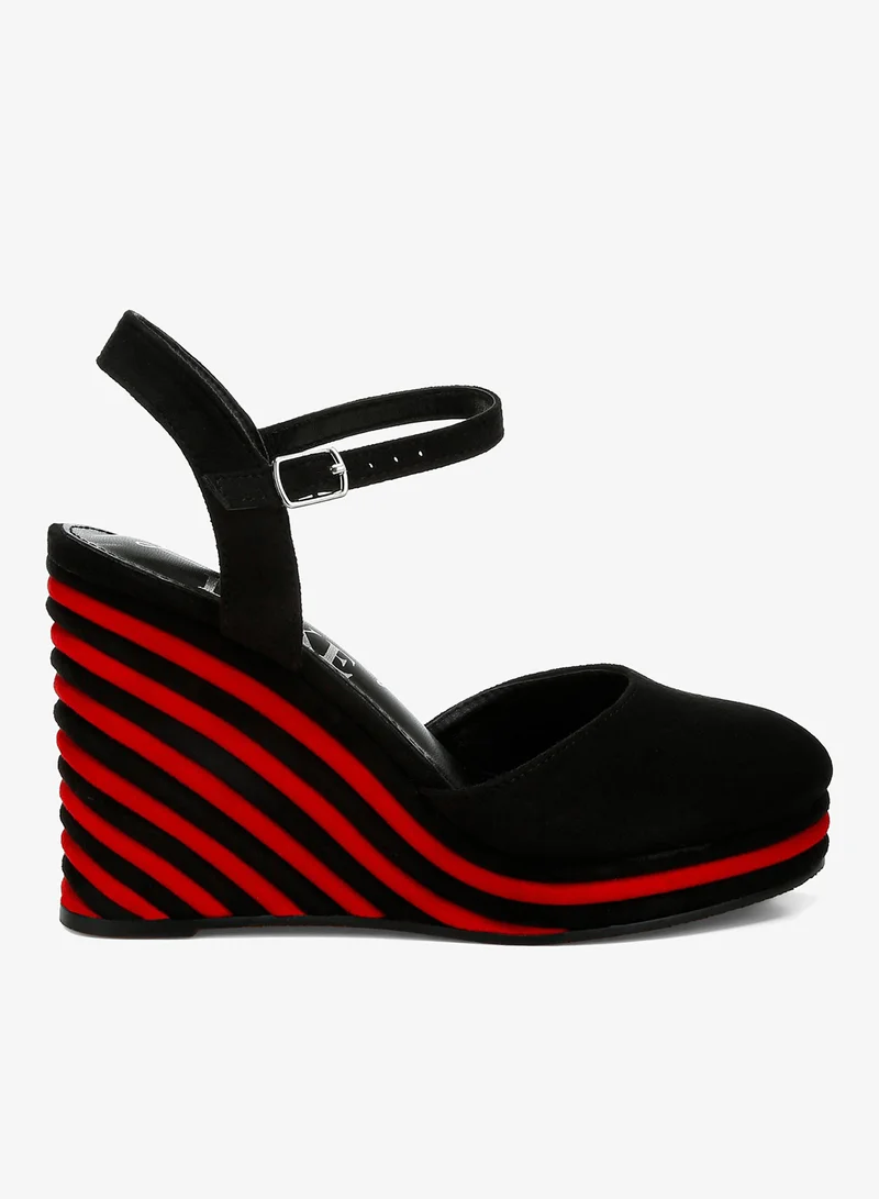 Dual Tone Wedge Sandals Pink