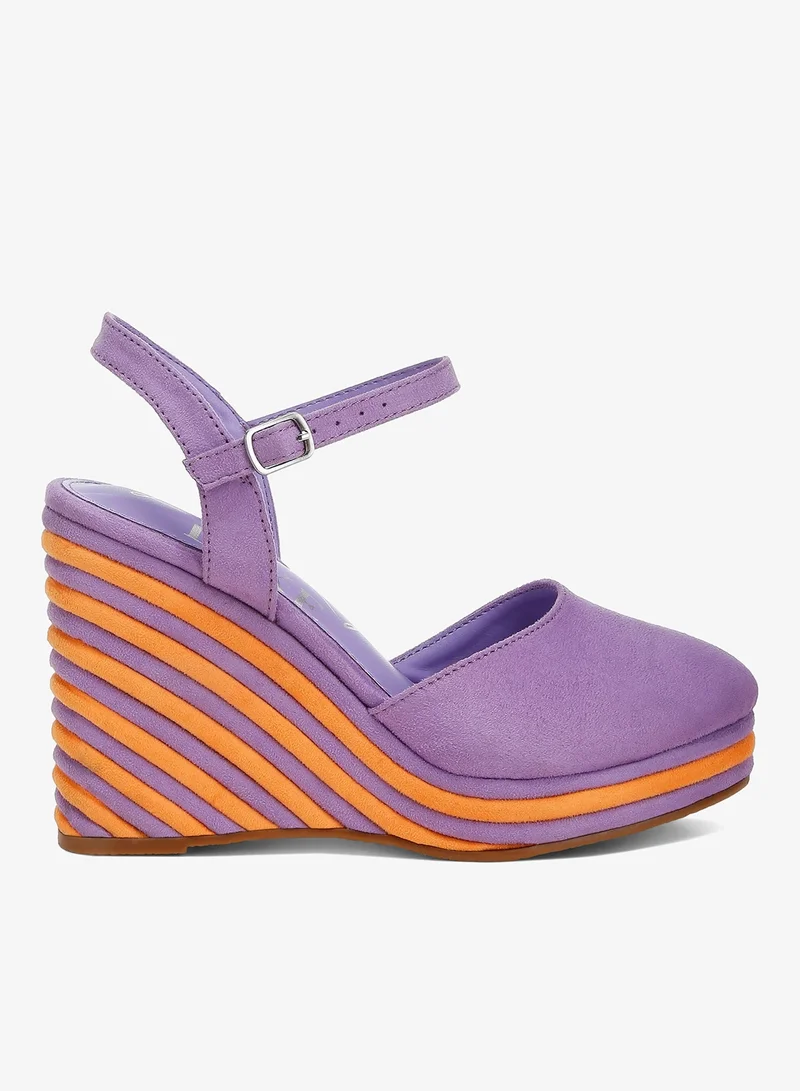 Dual Tone Wedge Sandals Pink