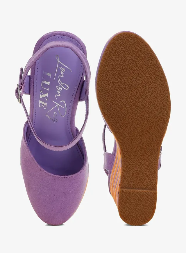 Dual Tone Wedge Sandals Pink – image 4