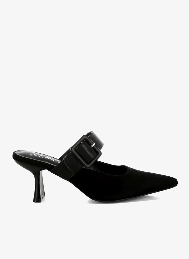Microfiber Pointy Mules Beige