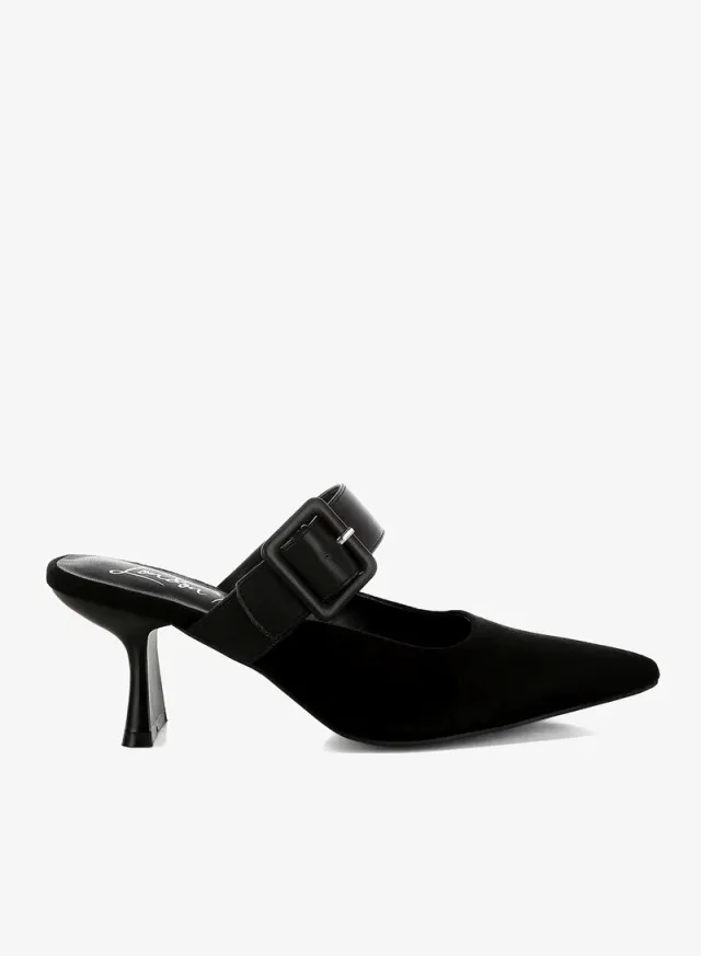 Microfiber Pointy Mules Beige