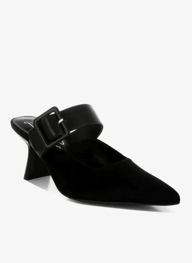 Microfiber Pointy Mules Beige – image 2
