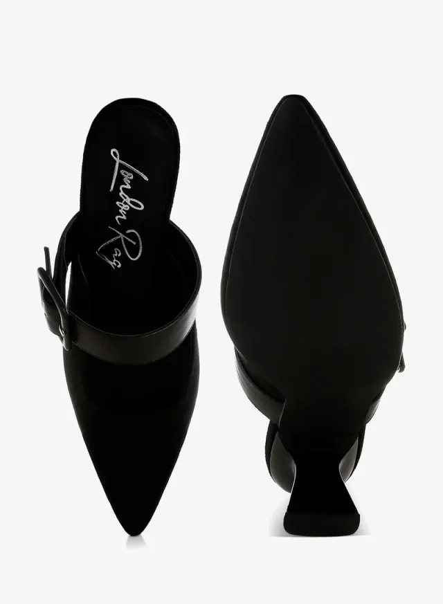 Microfiber Pointy Mules Beige – image 4