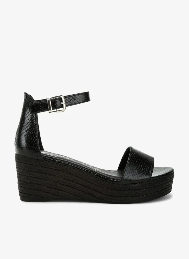 Faux Leather Snake Wedge Espadrilles Gold