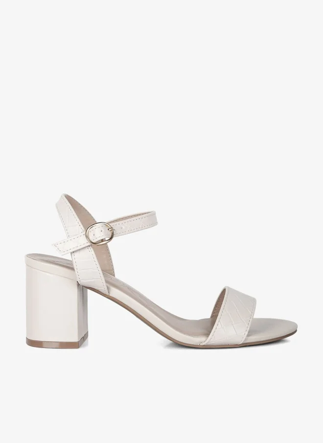 Strap Block Heel Sandals Cream