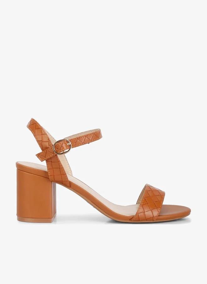 Strap Block Heel Sandals Cream