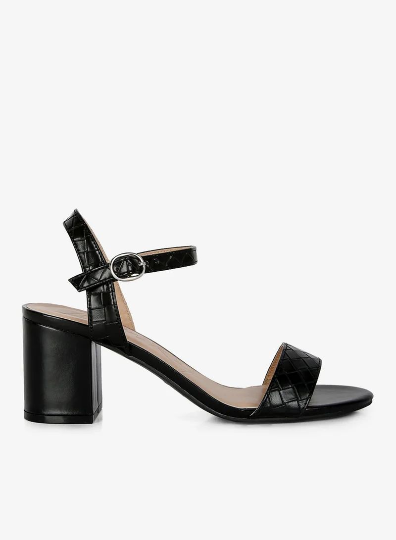 Strap Block Heel Sandals Cream