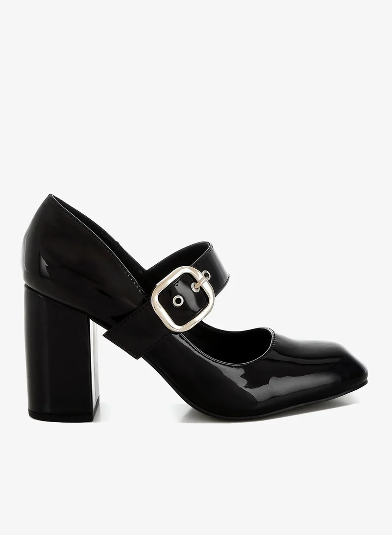 Block Heel Mary Jane Sandals Black