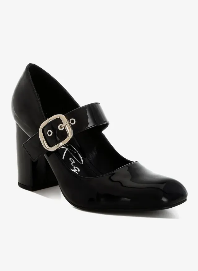 Block Heel Mary Jane Sandals Black – image 2