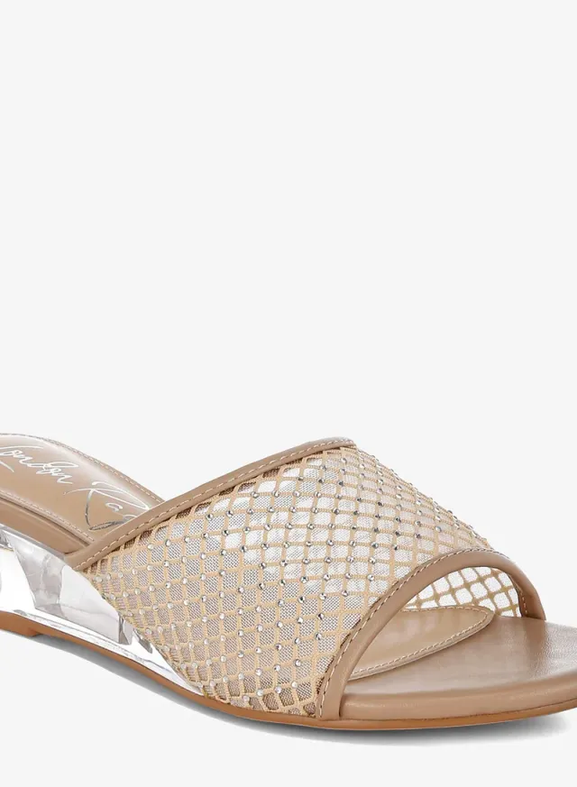 Mesh Clear Heel Wedge Sandals White – image 5