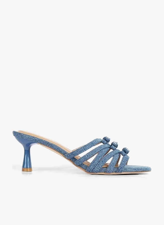 Denim Bow Strap Heeled Sandal