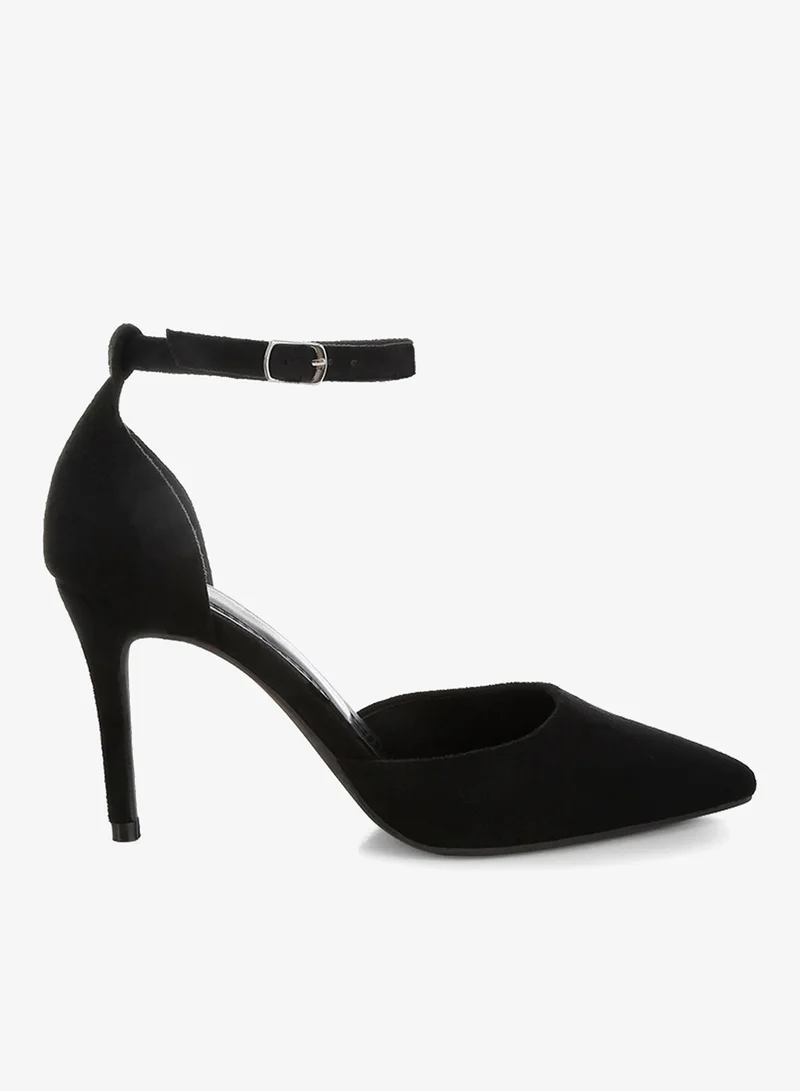 Microfiber Stiletto Sandals Black