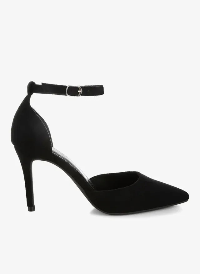 Microfiber Stiletto Sandals Black