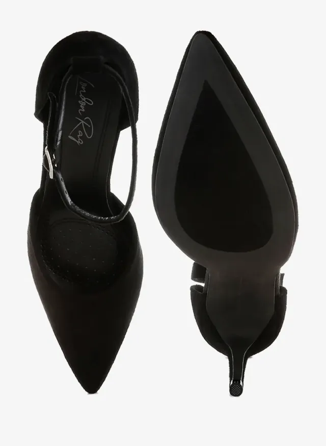 Microfiber Stiletto Sandals Black – image 4