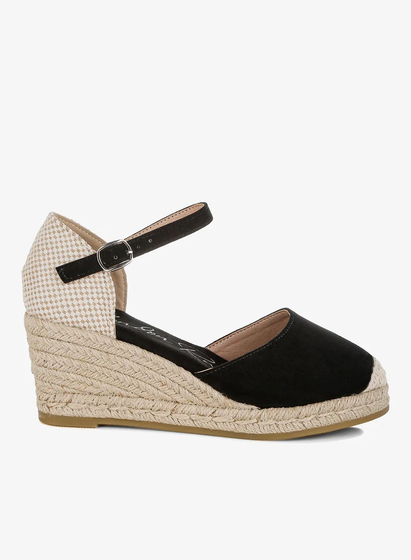Microfiber Espadrilles Sandals Black, Beige