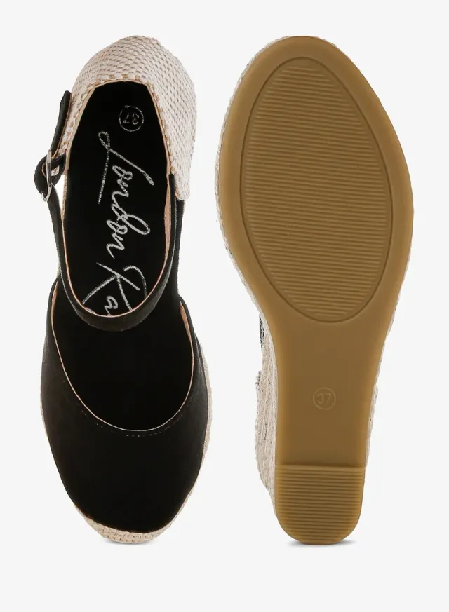 Microfiber Espadrilles Sandals Black, Beige – image 4