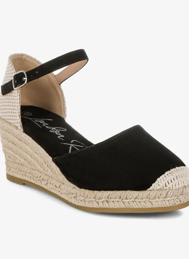 Microfiber Espadrilles Sandals Black, Beige – image 5