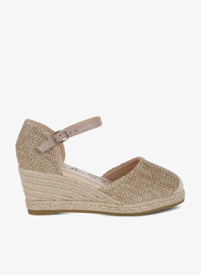 Raffia Woven Wedge Sandals Beige