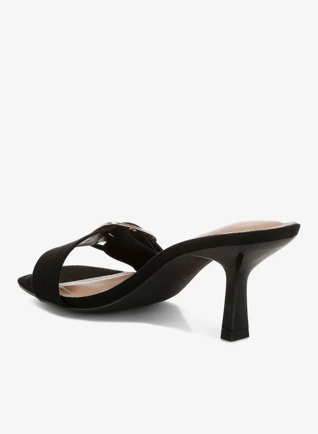 Tan Mid Heel Sandals with Pin Buckle Strap and Cushioned Insole – image 3