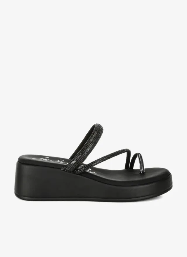 Rhinestone Toe Loop Slip-On Sandals Gold