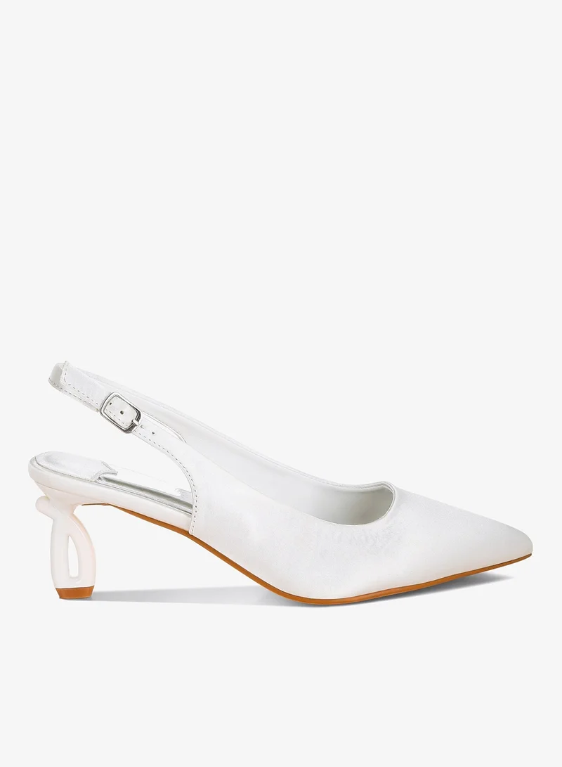 Satin Pointed Toe Slingbacks White