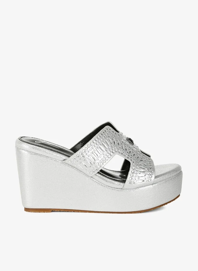 Diamante Rhinestone Cut-Out Sandals Black