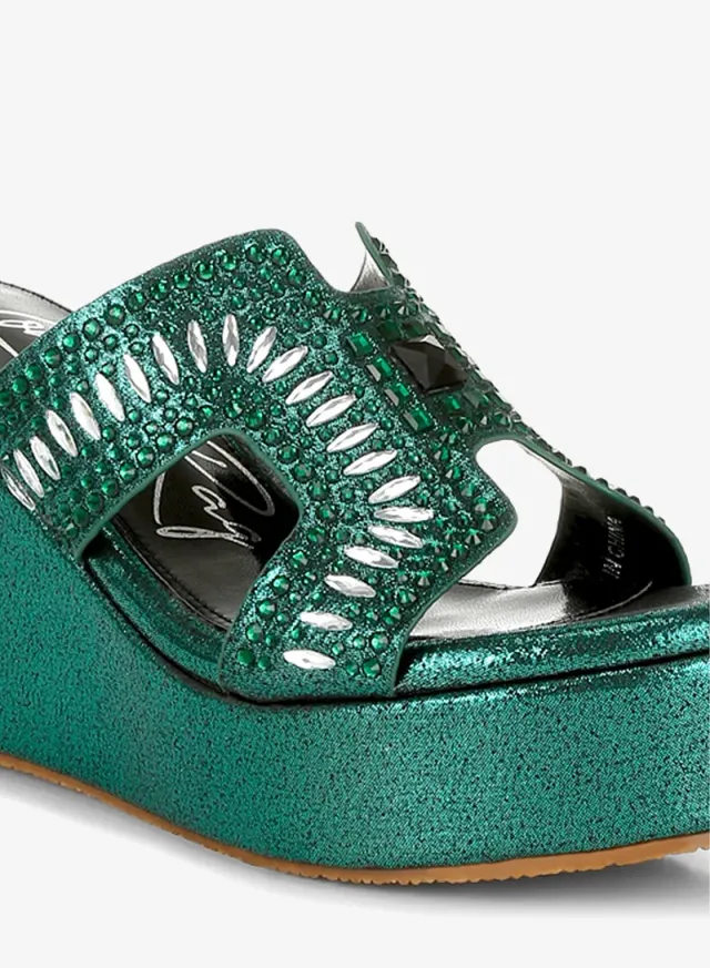 Diamante Rhinestone Cut-Out Sandals Black – image 6