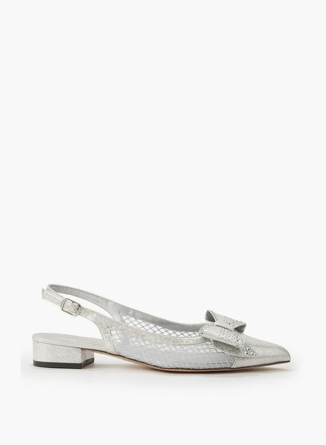 Women Bow Embellished Buckle Closure Pointed Toe Shoes