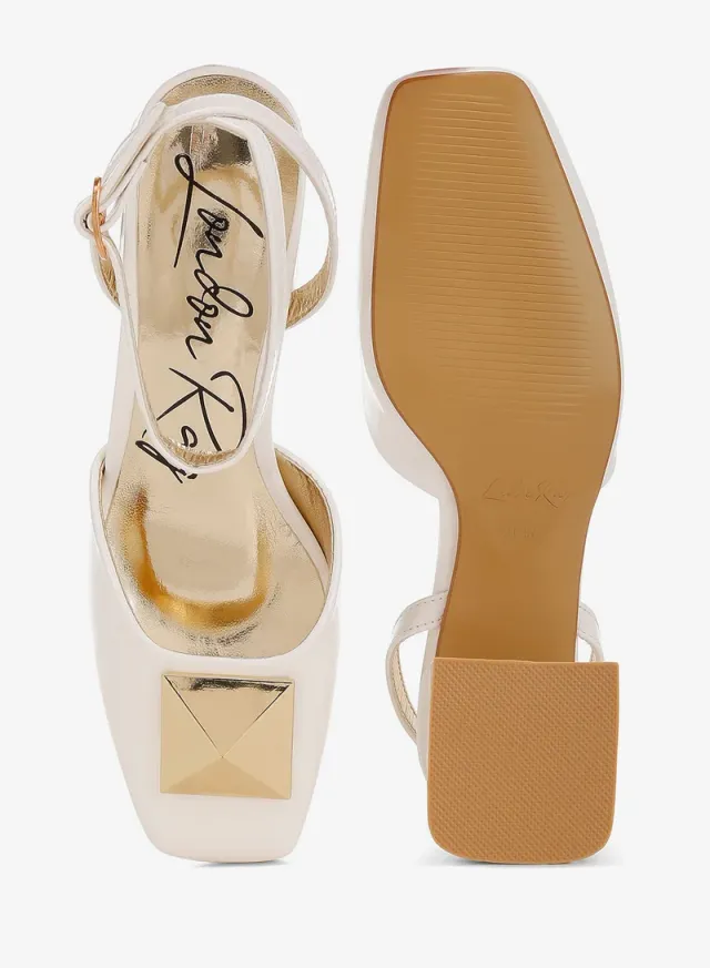 Brooch Ankle Strap Sandals Off White – image 4