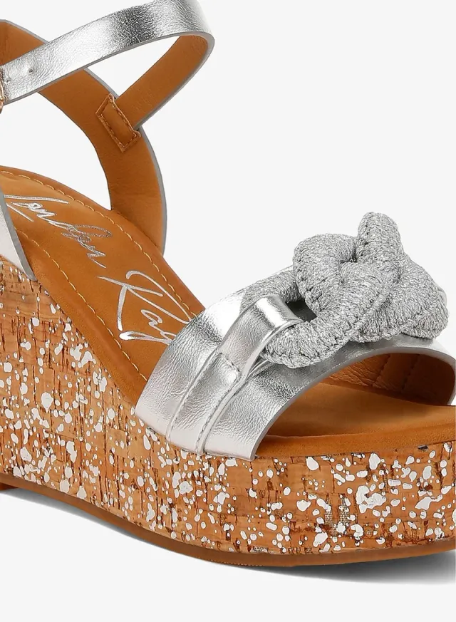 Chain Link Wedge Sandals Silver – image 5