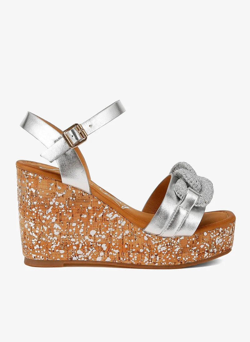 Chain Link Wedge Sandals Silver