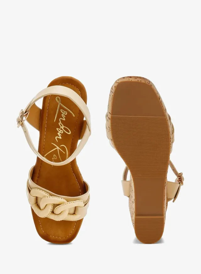 Chain Link Wedge Sandals Silver – image 4
