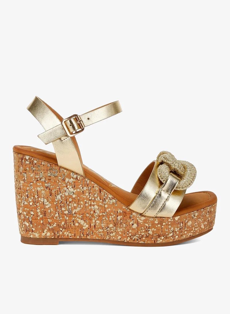 Chain Link Wedge Sandals Silver