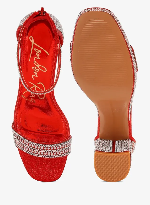 Rhinestones Pearl Embellished Sandals Blue – image 4
