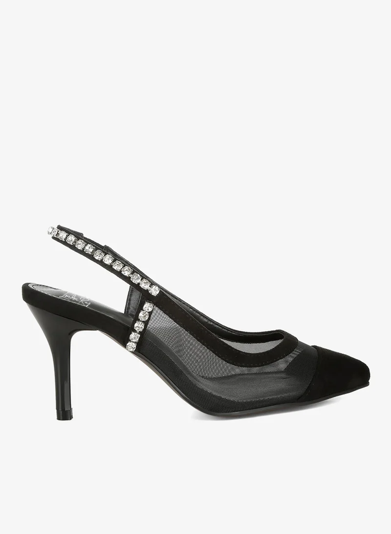 Stiletto Heel Slingback Sandals Black