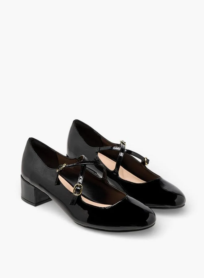 Women Buckle Block Heel Shoes