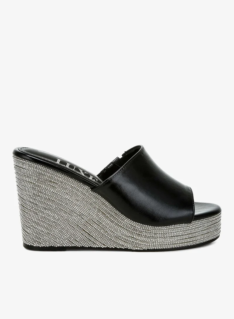 Wedge Peep Toe Sandals Black