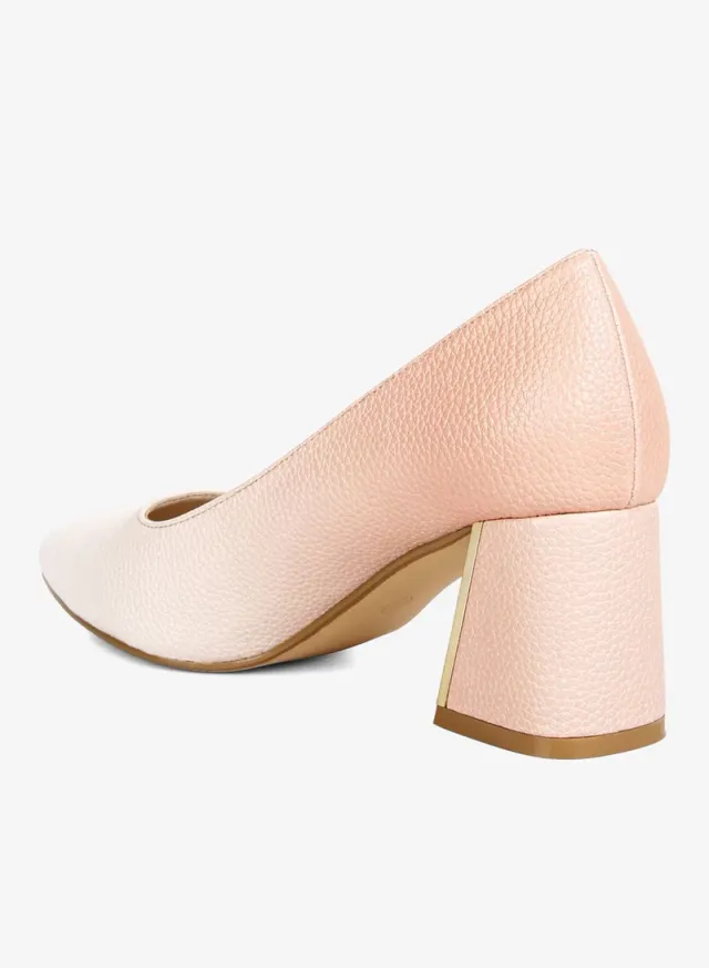 Metallic Block Heel Pumps Red & White – image 3