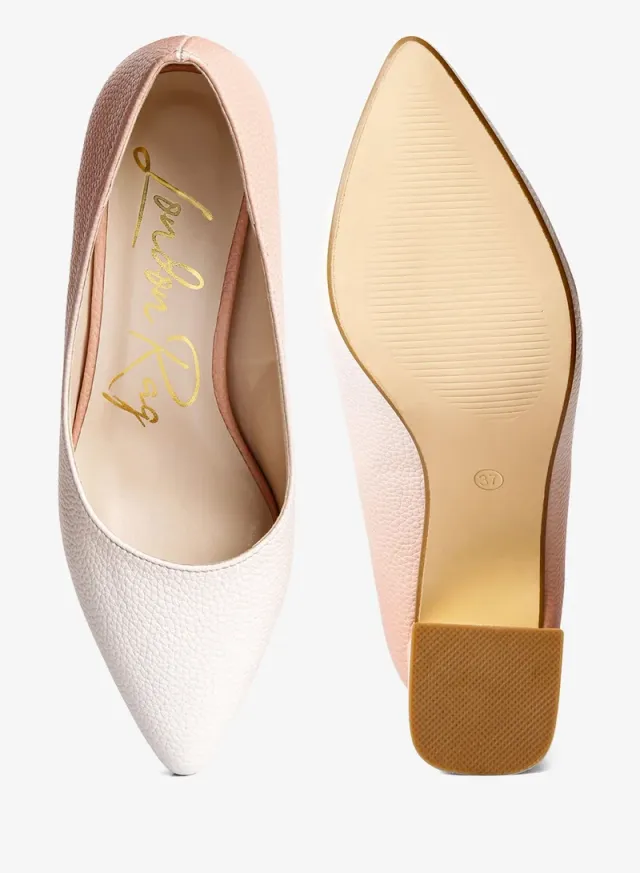 Metallic Block Heel Pumps Red & White – image 4