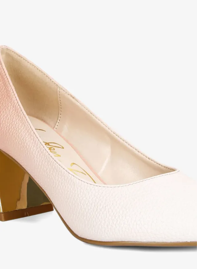 Metallic Block Heel Pumps Red & White – image 5