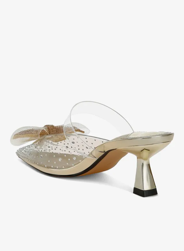 Embellished Bow Kitten Heels Black – image 4