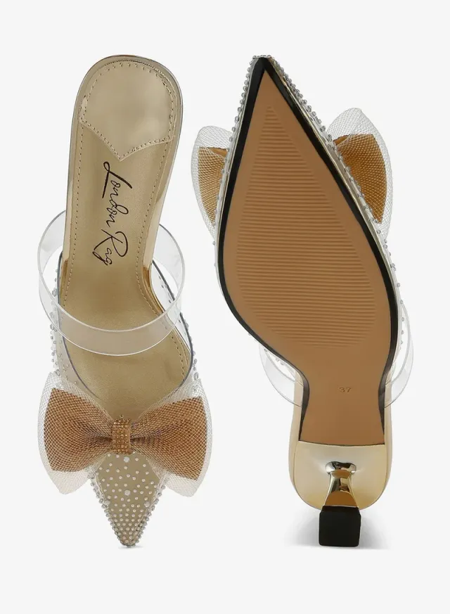 Embellished Bow Kitten Heels Black – image 5