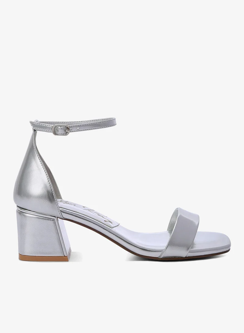 Metallic Block Heel Sandals Gold
