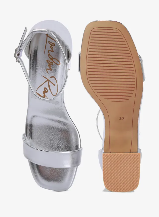 Metallic Block Heel Sandals Gold – image 4