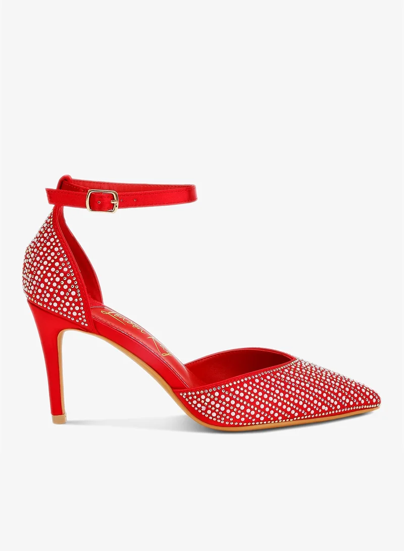 Pearls & Sequins Stiletto Sandals Gold