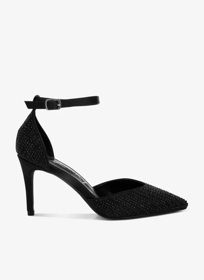 Pearls & Sequins Stiletto Sandals Gold